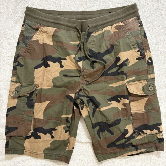 Monument Mens Cargo Shorts Size 34 Green Camo Outdoors Hiking Fishing Athleisure - Picture 1 of 8